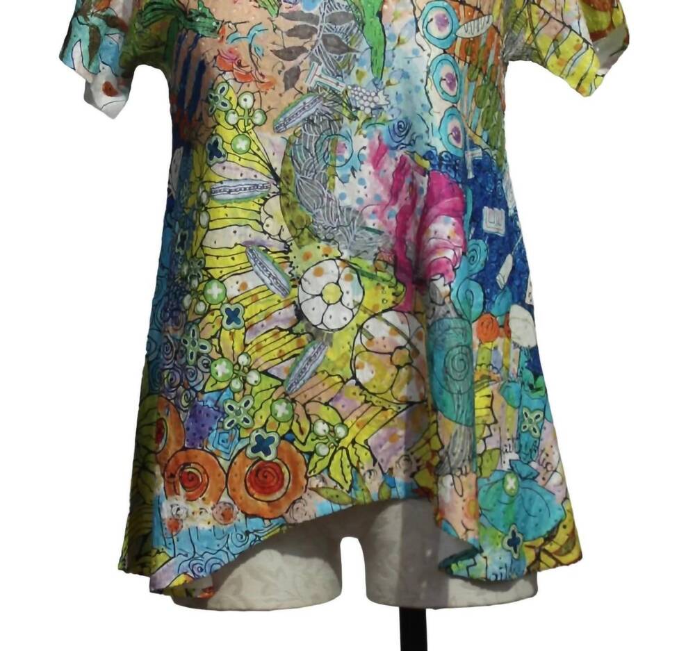 NEW INOAH women's short sleeve crew neck a line top in raya